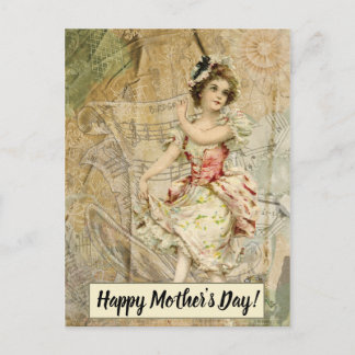 Mother's Day Victorian Dancing Girl Sheet Music Postcard