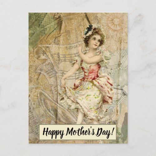 Mothers Day Victorian Dancing Girl Sheet Music Postcard