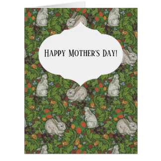 Mother's Day Vintage White Bunny Rabbit in Garden 