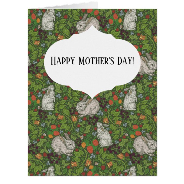 Mother's Day Vintage White Bunny Rabbit in Garden  (Front)