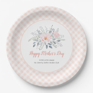 Mother's Day Watercolor Floral Blush Pink Paper Plates