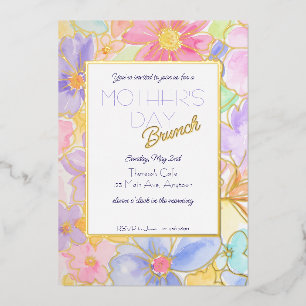 Mother's Day Watercolor Floral Brunch Foil Invitation