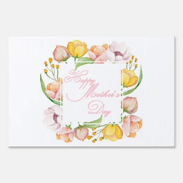 Mother's Day watercolor floral Sign (Front)