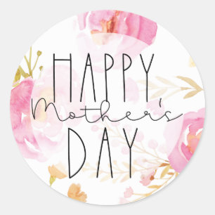 Mother's Day Watercolor Floral Stickers 3"