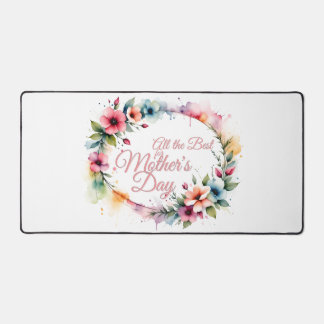 Mother's Day Watercolor Floral Wreath in Pink V2.0 Desk Mat