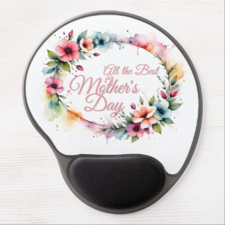 Mother's Day Watercolor Floral Wreath in Pink V2.0 Gel Mouse Pad