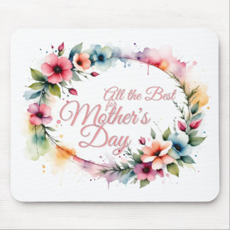 Mother's Day Watercolor Floral Wreath in Pink V2.0 Mouse Pad