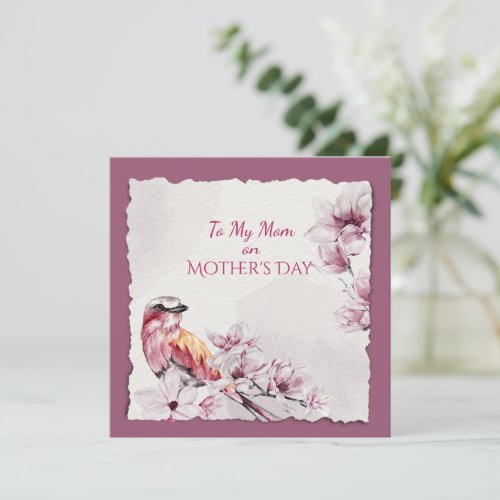 Mothers Day Watercolor Flowers and Bird