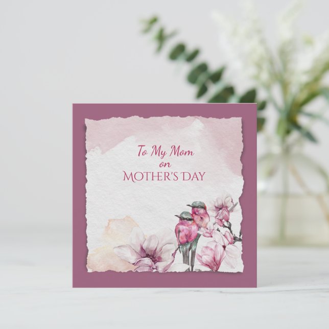 Mother's Day Watercolor Flowers and Bird (Standing Front)