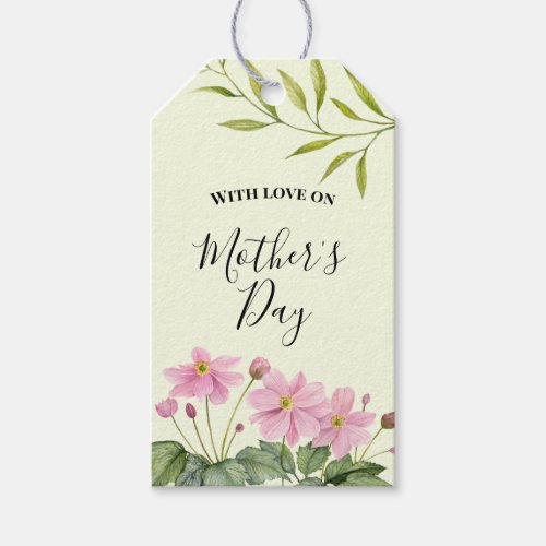 Mothers Day Watercolor Pink Japanese Anemone Gift Tags
