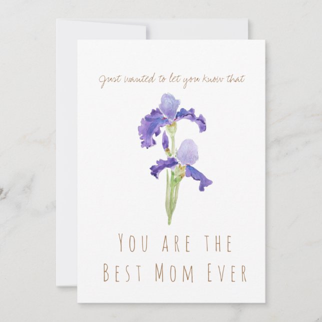 mother's day watercolor purple iris  flower card (Front)