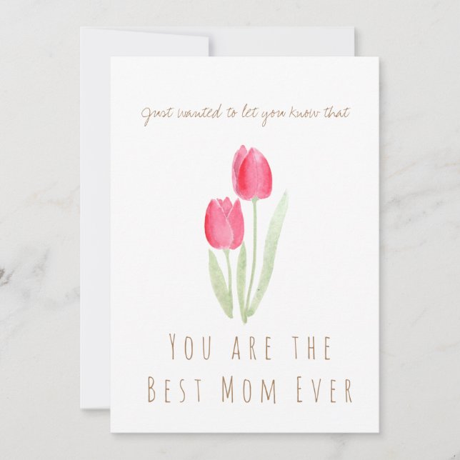 mother's day watercolor red tulips flowers card (Front)