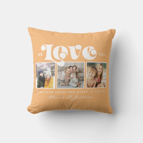 Mothers Day We love You Mom Family Photo Collage Throw Pillow