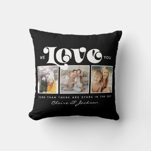Mothers Day We love You Mom Family Photo Collage  Throw Pillow