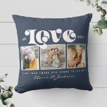 Mother's Day We love You Mom Family Photo Collage  Throw Pillow<br><div class="desc">We love you,  Mom: For the Best Mom Ever in your life a modern,  trendy instagram family photo collage throw pillow with modern script typography and your personal name and message on dark rich dusty blue.</div>