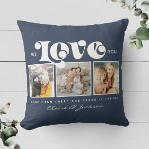 Mother's Day We love You Mom Family Photo Collage Throw Pillow