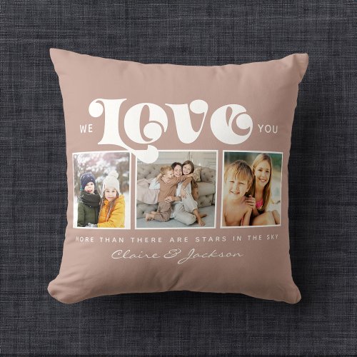 Mothers Day We love You Mom Family Photo Collage  Throw Pillow