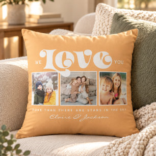 Mother's Day We love You Mom Family Photo Collage Throw Pillow