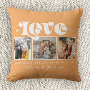 Mother's Day We love You Mom Family Photo Collage Throw Pillow