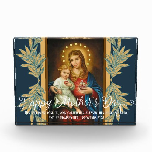 Mothers Day White Overlay Immaculate Mary Jesus Photo Block