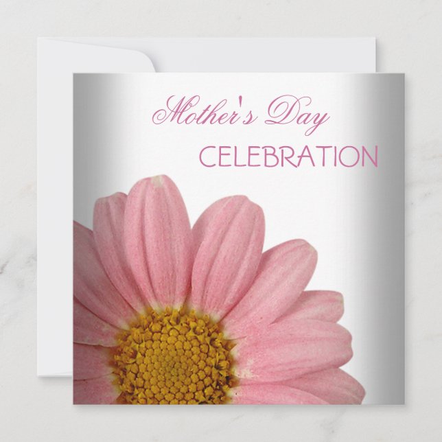 Mother's Day White Pink floral Flowers Invitation (Front)