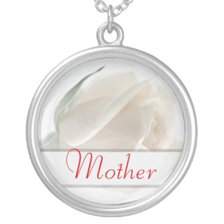 Mother's Day White Rose - Pendant Necklace necklace