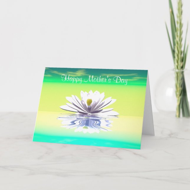 Mother's Day White Water Lily Card (Front)