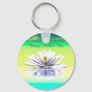 Mother's Day White Water Lily Keychain