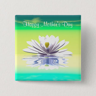 Mother's Day White Water Lily Pinback Button