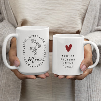 Mother's Day Wildflower Mom Mama Kids Names Coffee Mug