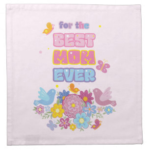 Mother's Day wildflowers butterfly cute Watercolor Cloth Napkin
