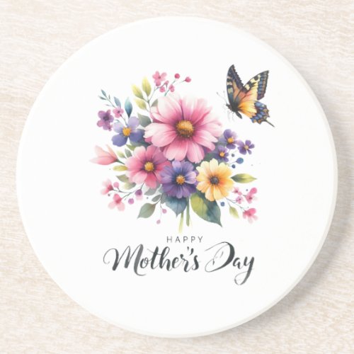 Mothers Day with flowers  butterflies Coaster