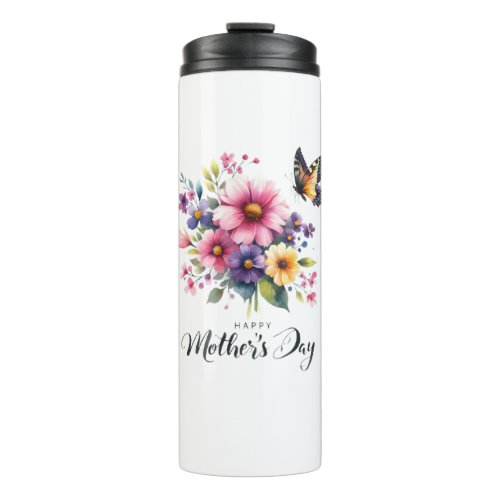 Mothers Day with flowers  butterflies Thermal Tumbler
