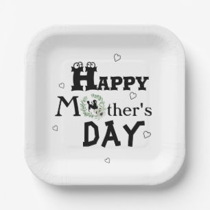 Mother's day with hearts paper plates