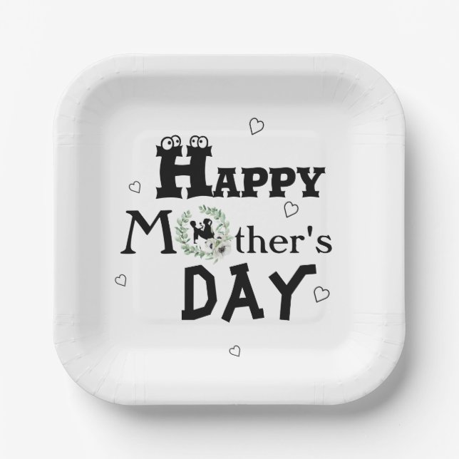Mother's day with hearts paper plates (Front)