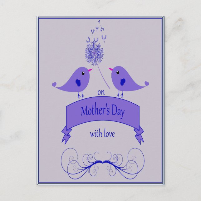 Mother's Day with Love and Blue Birds Postcard (Front)