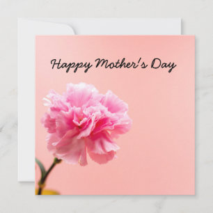 Mother's Day with Pink Carnation Flowers on pink Card