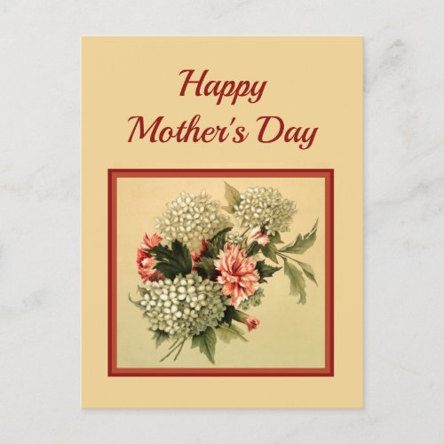 Mothers Day with Vintage Floral Bouquet Holiday Postcard