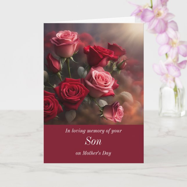 Mothers Day without Son in Remembrance Card (Orchid)