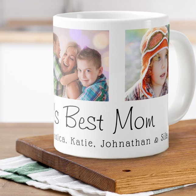 Mother's Day World's Best Mom 3 Photos Giant Coffee Mug (Mother's Day World's Best Mom 3 Photos Giant Coffee Mug)