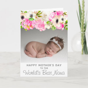 Mother's Day World's Best Nana Floral Photo Card