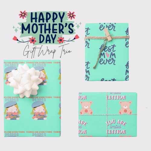 Mothers Day Wrapping Paper Trio