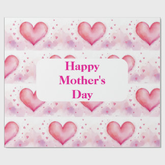 Mother's Day Wrapping Paper - Water Color Hearts
