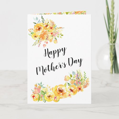 Mothers Day Yellow Autumn Floral Custom Design Card