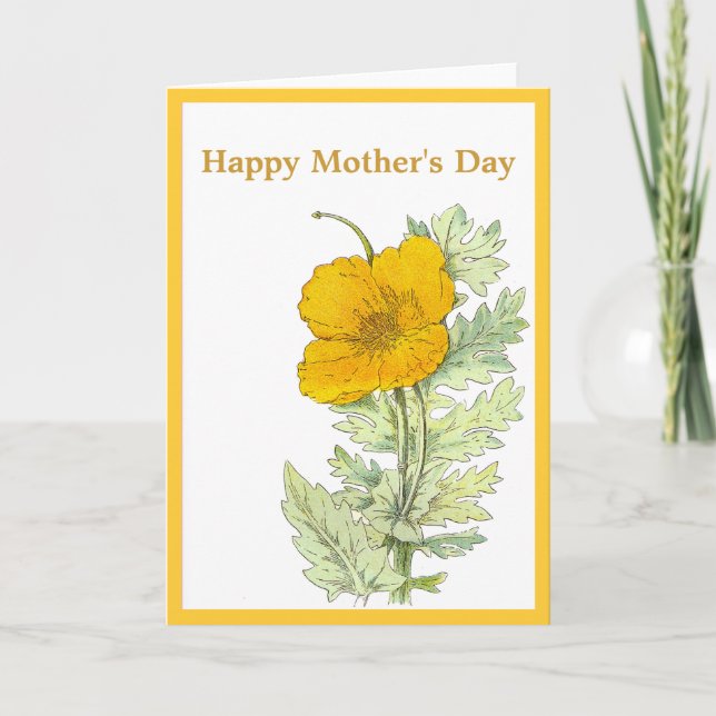 Mother's Day Yellow Poppy Card (Front)