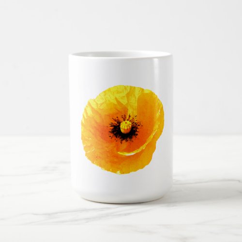 Mothers Day Yellow Poppy Custom Blank Floral Gift Coffee Mug