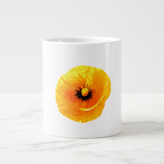 Mother's Day Yellow Poppy Floral Custom Blank Gift Giant Coffee Mug (Front)