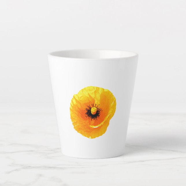 Mother's Day Yellow Poppy Floral Daughter Gift Latte Mug (Front)