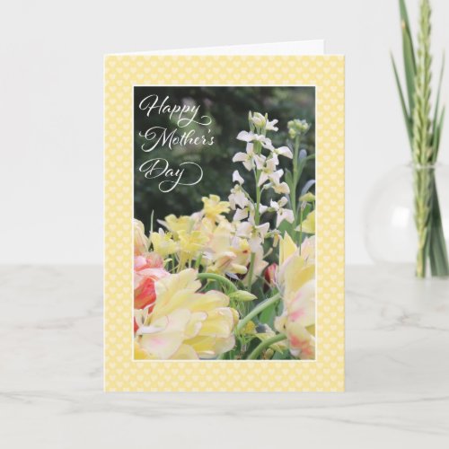 Mothers Day Yellow Tulip Photo Heart Pattern Card