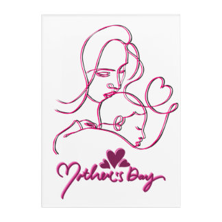 Mother's Embrace – Mother's Day Line Art Design